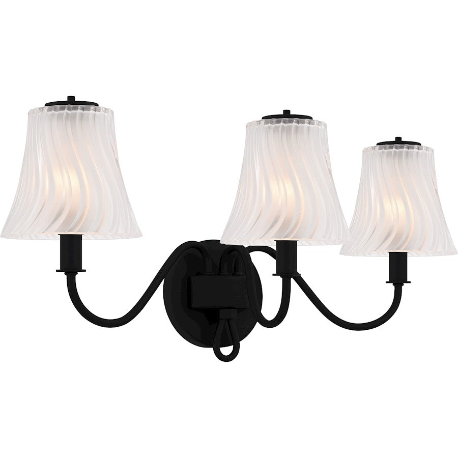 McKinney 3Lt Bath Light, Black/Clear/Sandblasted/Swirl