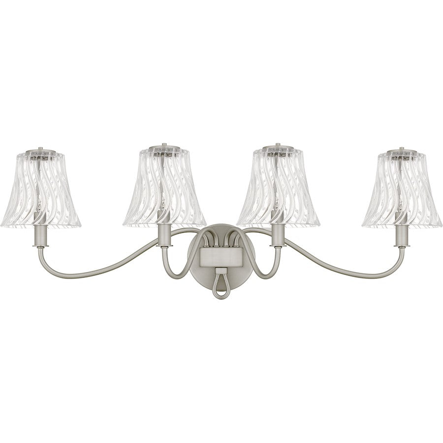 McKinney 4Light Bath Light, Brushed Nickel/Clear Swirl Glass