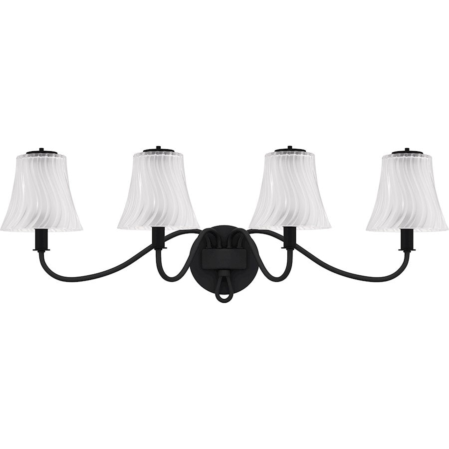 McKinney 4Lt Bath Light, Black/Clear/Sandblasted/Swirl