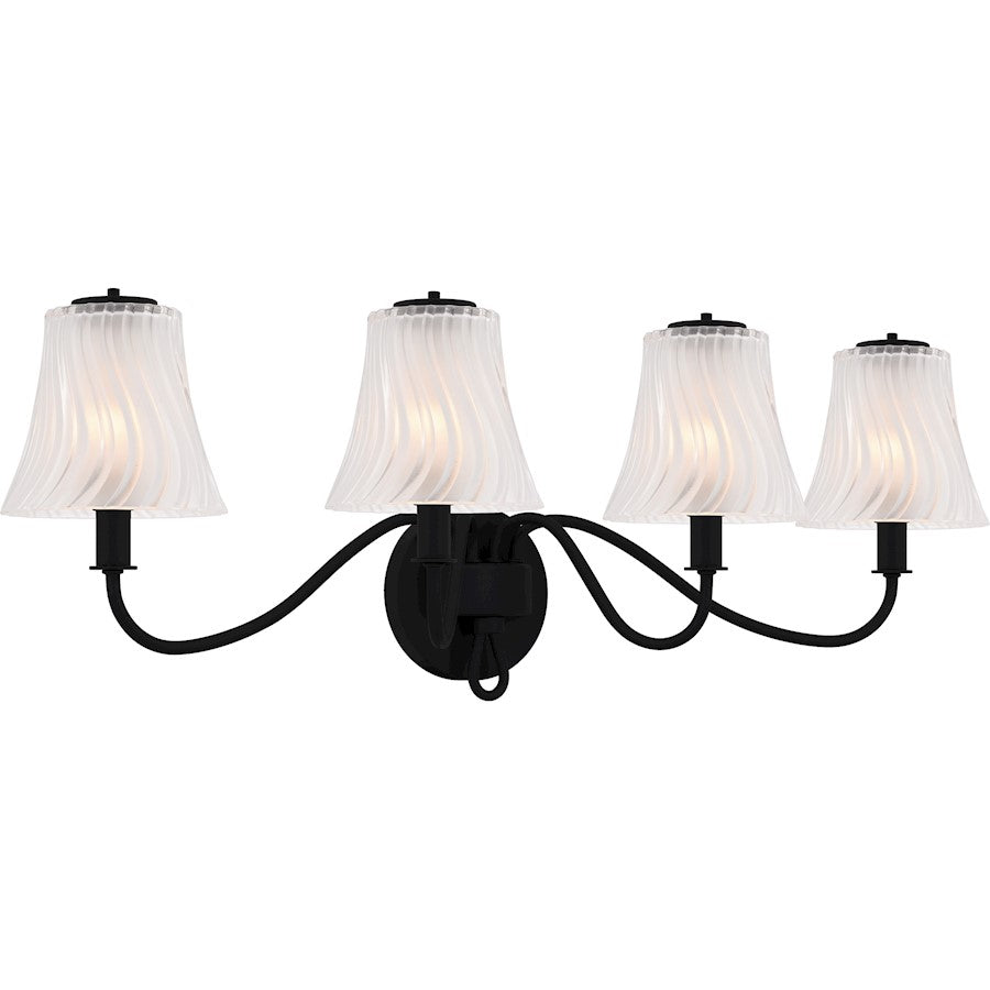 McKinney 4Lt Bath Light, Black/Clear/Sandblasted/Swirl