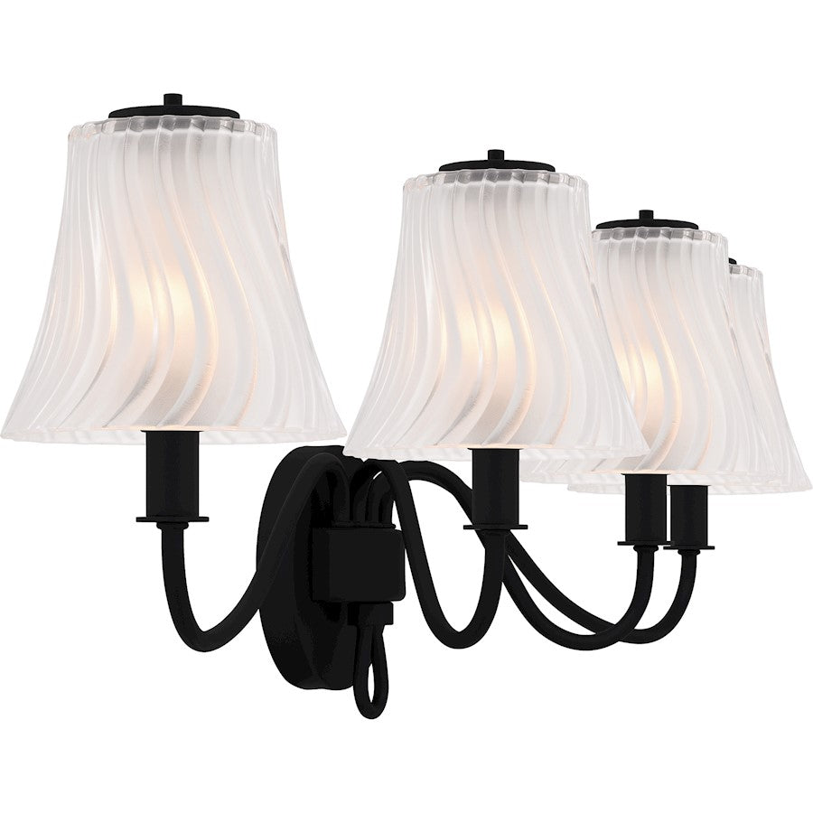 McKinney 4Lt Bath Light, Black/Clear/Sandblasted/Swirl