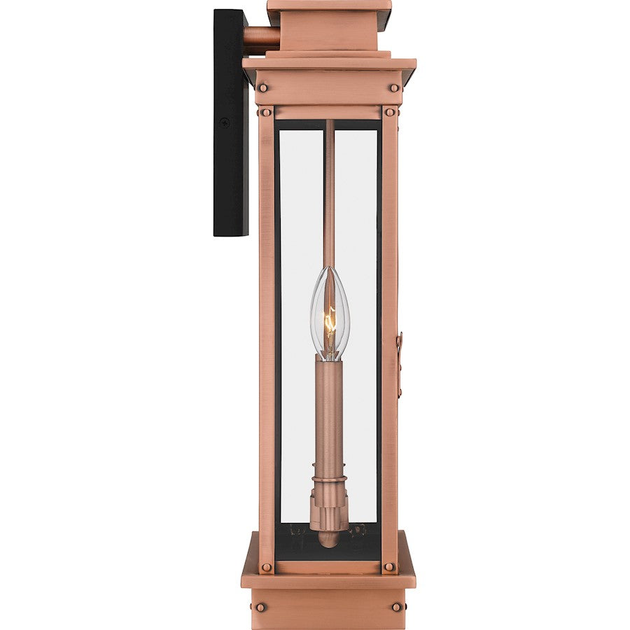 Noelle 2 Light 19" Outdoor Wall Lantern, Aged Copper/Glass