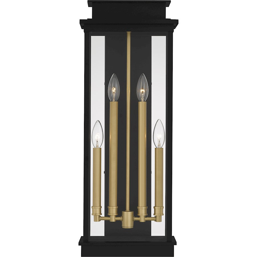 Noelle 4Lt Outdoor Lantern, Black/Clear/Clear Panel Side