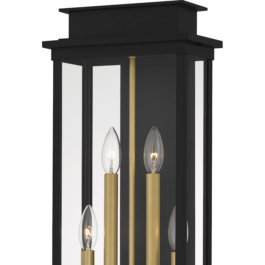 Noelle 4Lt Outdoor Lantern, Black/Clear/Clear Panel Side