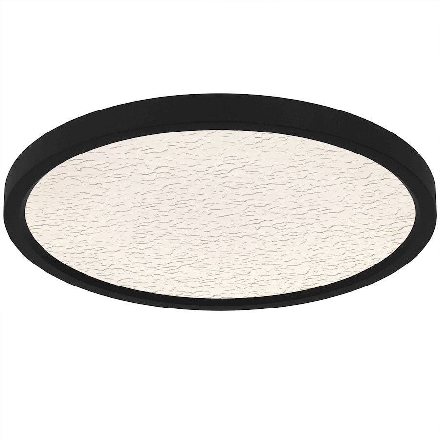 Outskirts LED 15" Flush Mount, Black/Clear Textured Acrylic