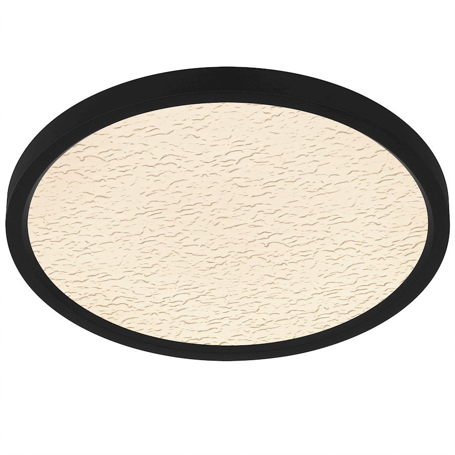 Outskirts LED 15" Flush Mount, Black/Clear Textured Acrylic