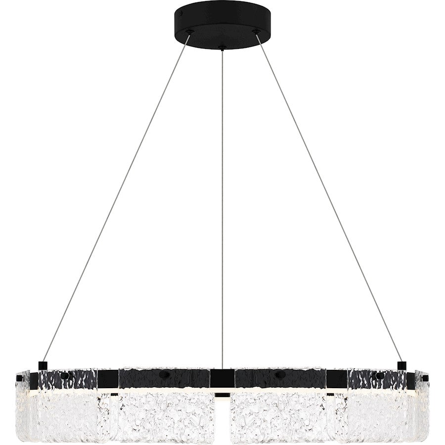 Alice Integrated LED Pendant, Black/Clear Hammered Acylic