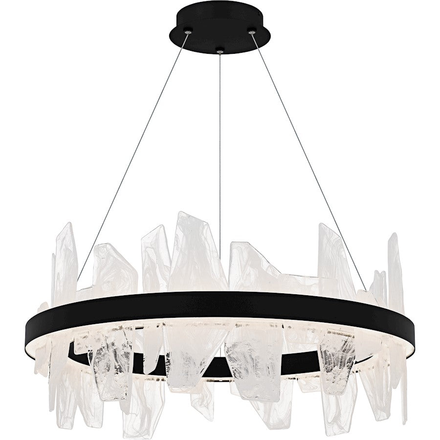 Quoizel Aurelia Light Chandelier, Matte Black/White Swirl Glass - PCAUR5030MBK