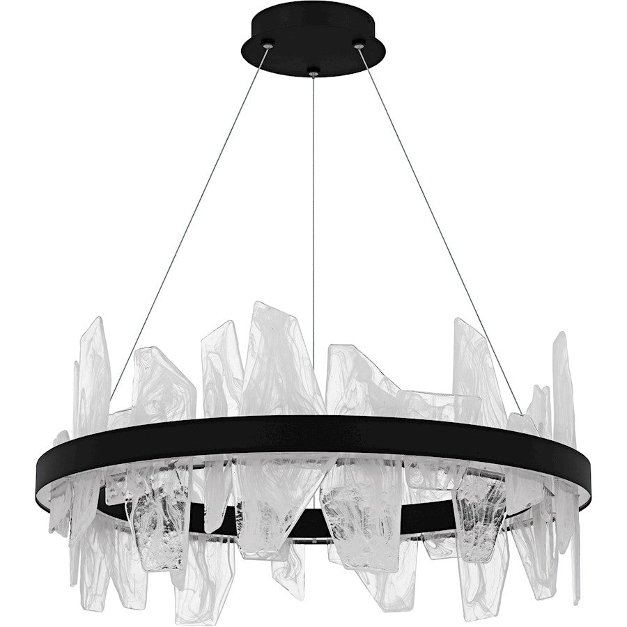 Aurelia Light Chandelier, Matte Black/White Swirl Glass