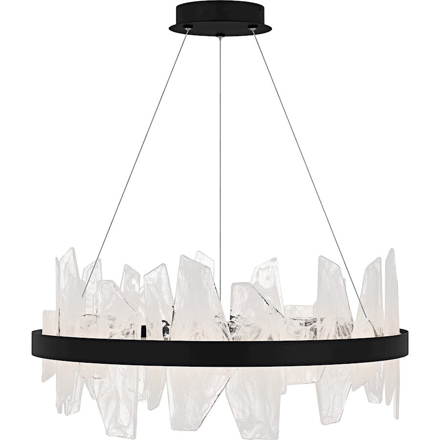 Aurelia Light Chandelier, Matte Black/White Swirl Glass