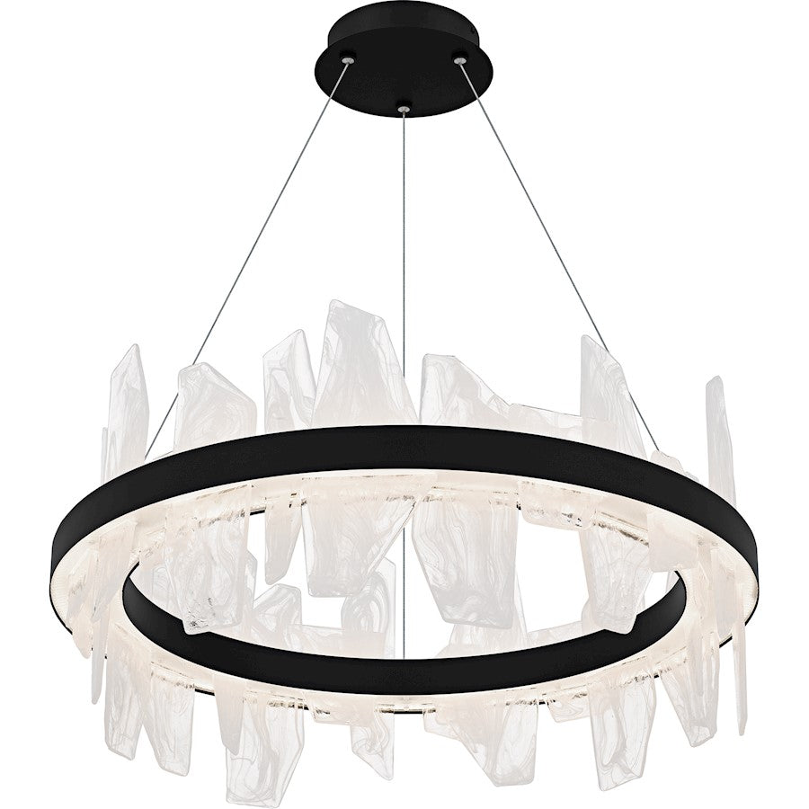Aurelia Light Chandelier, Matte Black/White Swirl Glass