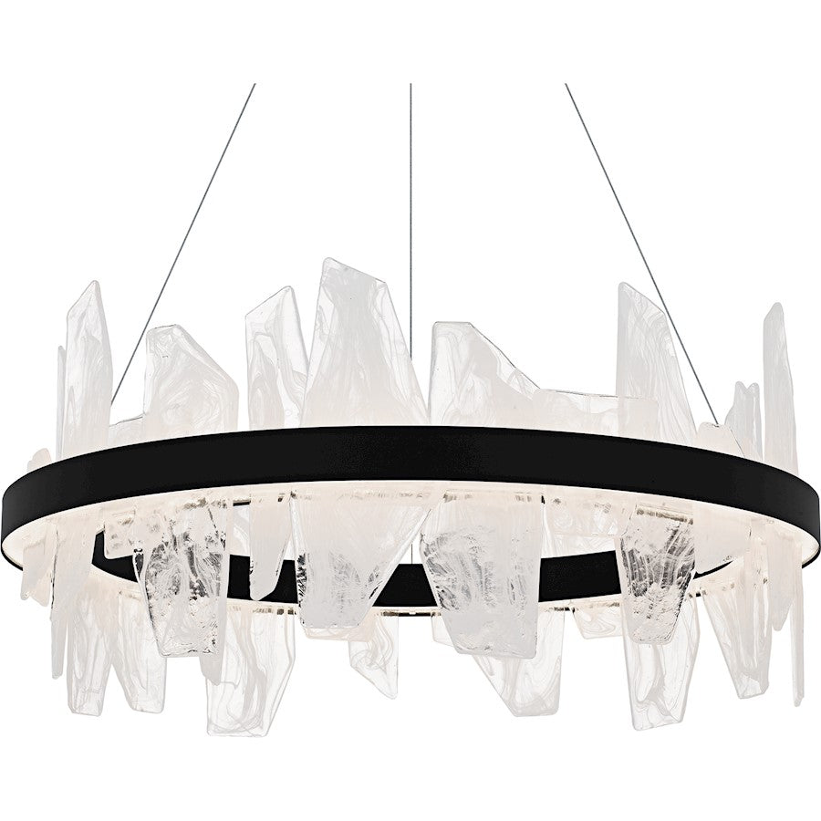 Aurelia Light Chandelier, Matte Black/White Swirl Glass