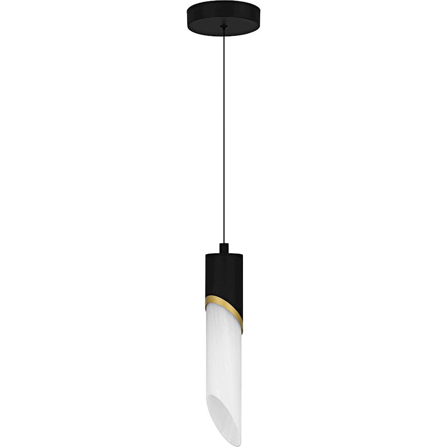 Alys 1Light Mini Pendant, Matte Black/Alabaster Glass
