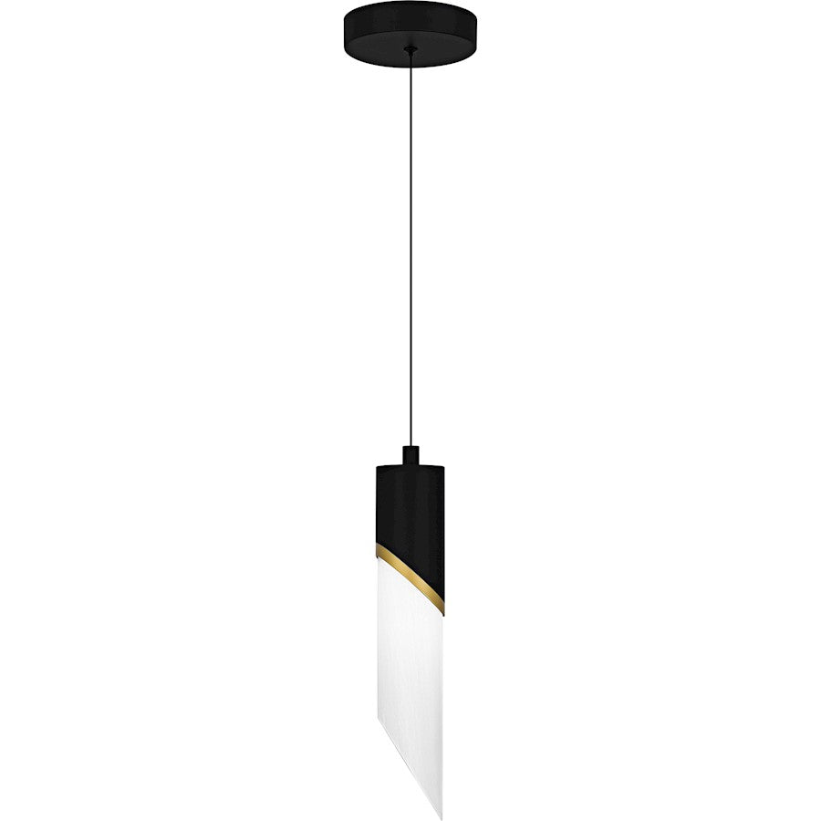 Alys 1Light Mini Pendant, Matte Black/Alabaster Glass