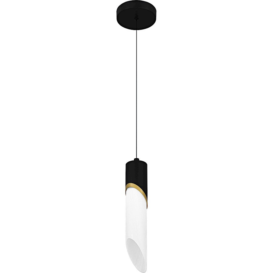 Alys 1Light Mini Pendant, Matte Black/Alabaster Glass
