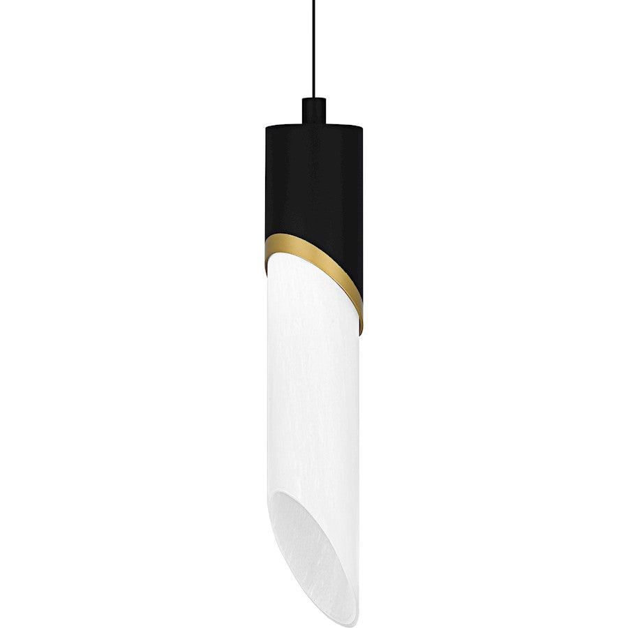 Alys 1Light Mini Pendant, Matte Black/Alabaster Glass