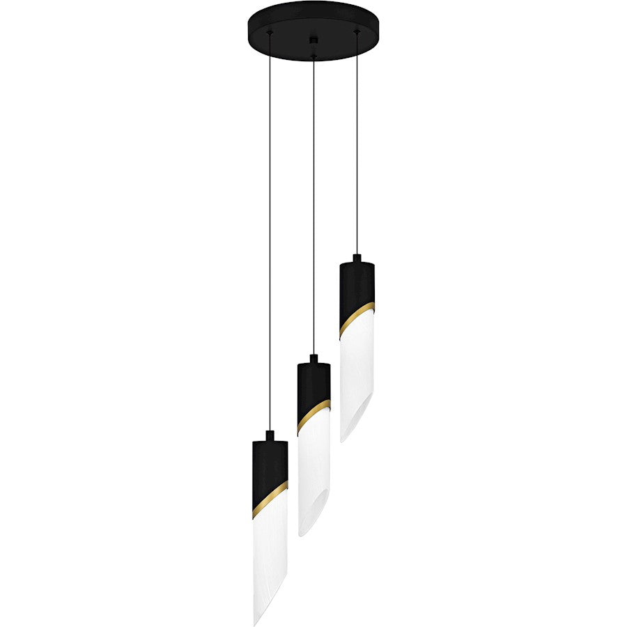Alys 3Light Pendant, Matte Black/Alabaster Glass