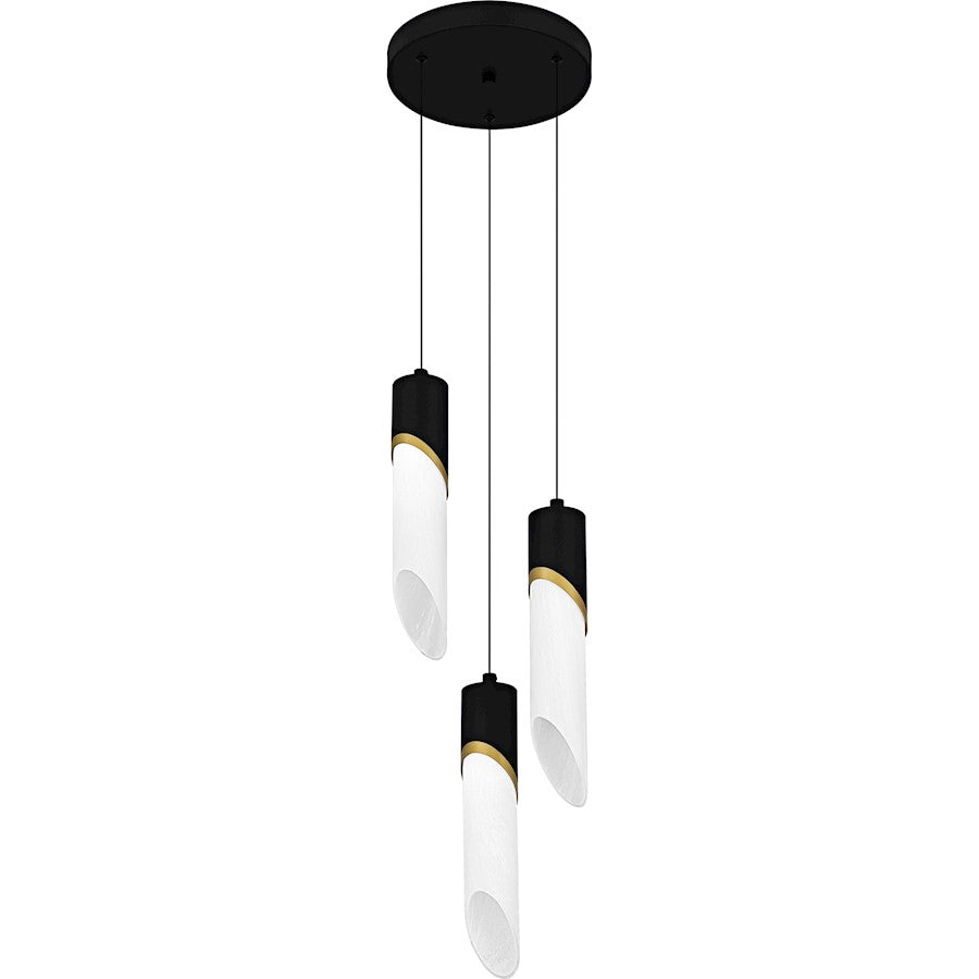 Alys 3Light Pendant, Matte Black/Alabaster Glass