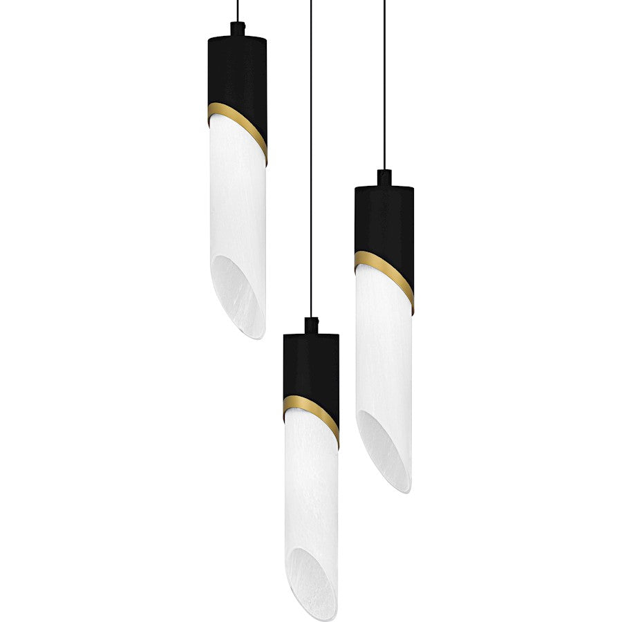 Alys 3Light Pendant, Matte Black/Alabaster Glass