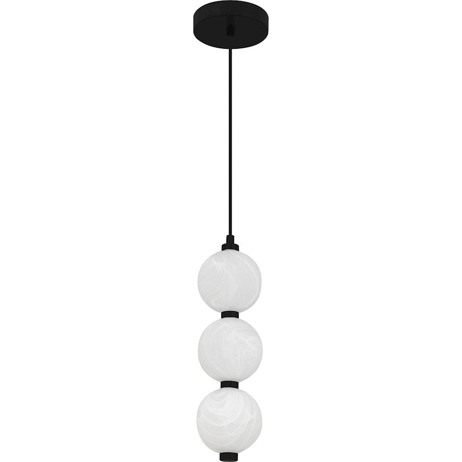 Clarendon Light Mini Pendant, Matte Black/Alabaster Glass
