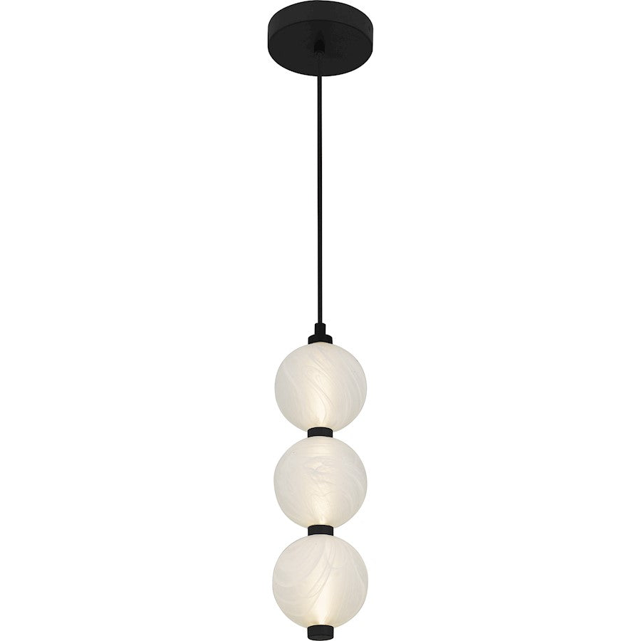 Clarendon Light Mini Pendant, Matte Black/Alabaster Glass