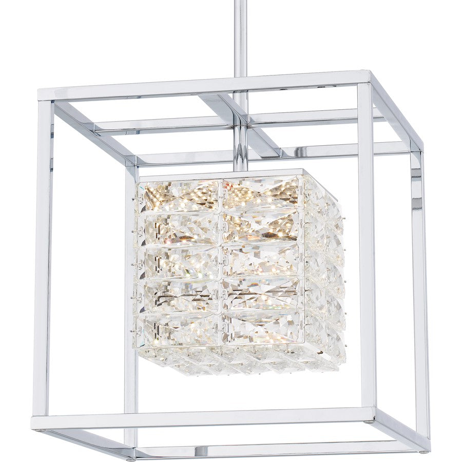 Dazzle Integrated LED Pendant, Chrome/Clear Crystal Glass