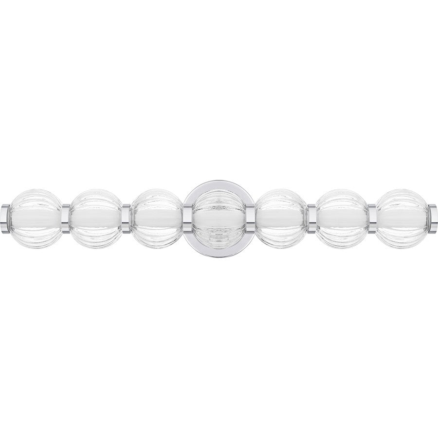 Elway LED 25" Bath Light, Polished Chrome/Clear Ribbed