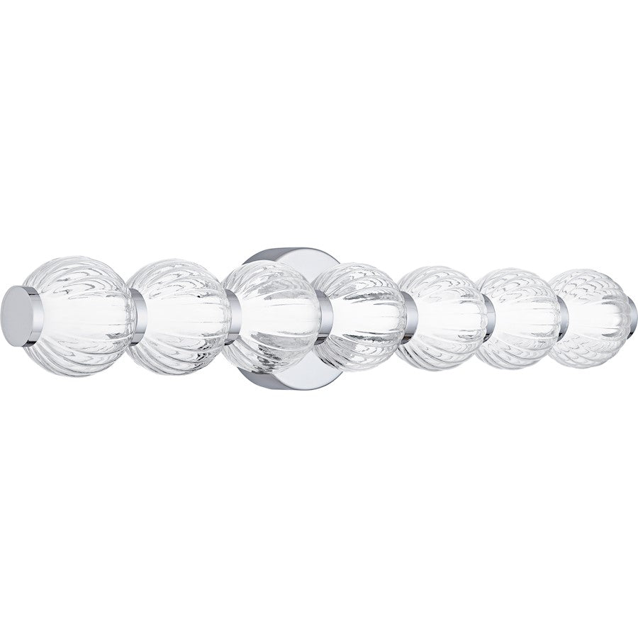 Elway LED 25" Bath Light, Polished Chrome/Clear Ribbed