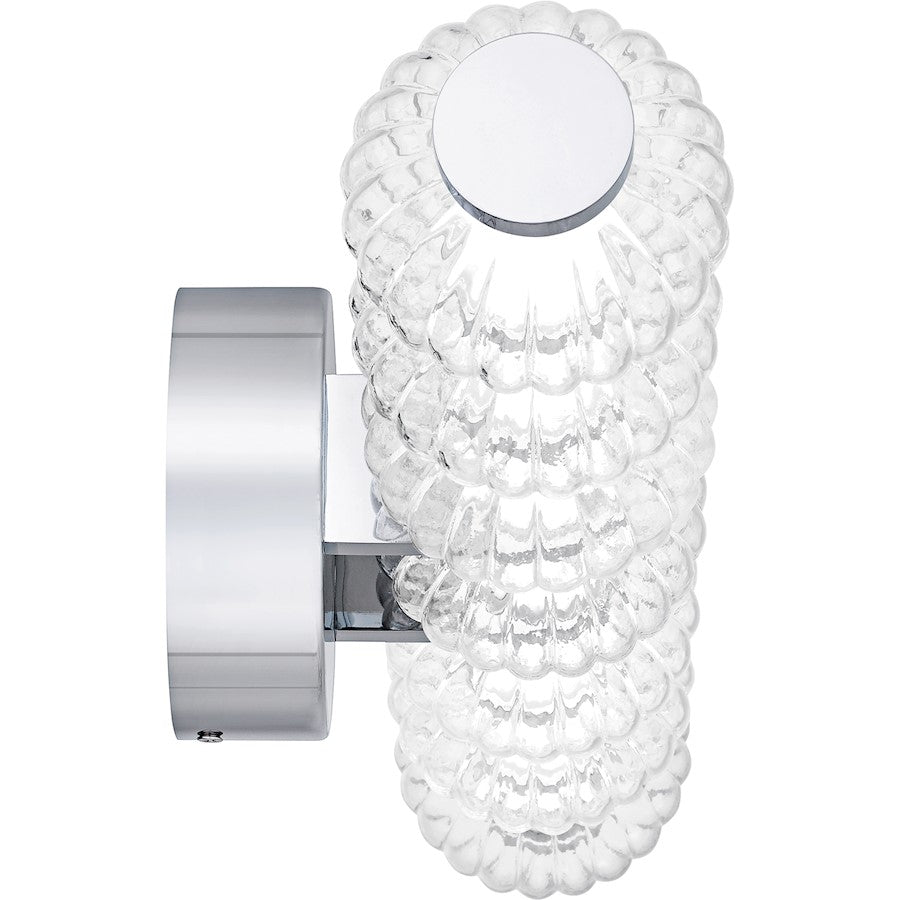 Elway LED 25" Bath Light, Polished Chrome/Clear Ribbed