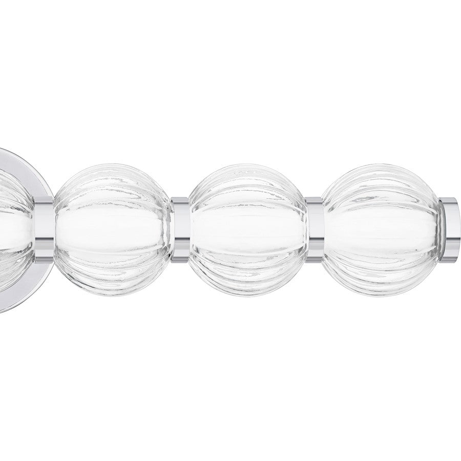 Elway LED 25" Bath Light, Polished Chrome/Clear Ribbed