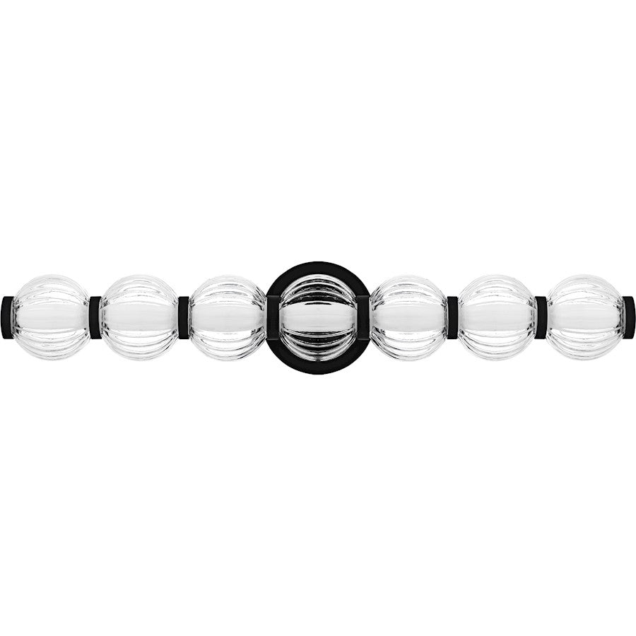 Elway LED 25" Bath Light, Matte Black/Clear Ribbed Glass