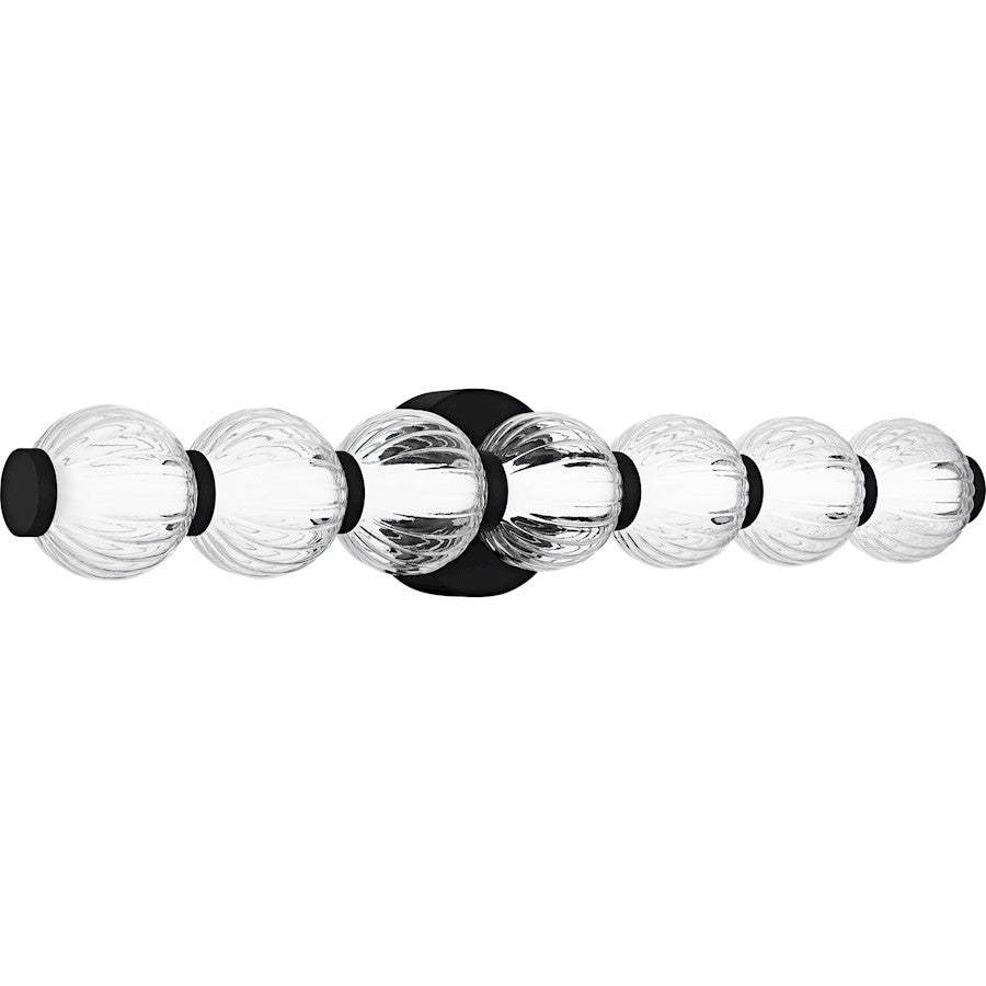 Elway LED 25" Bath Light, Matte Black/Clear Ribbed Glass