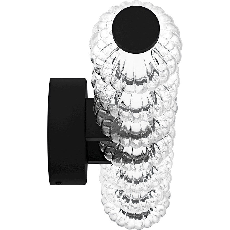 Elway LED 25" Bath Light, Matte Black/Clear Ribbed Glass