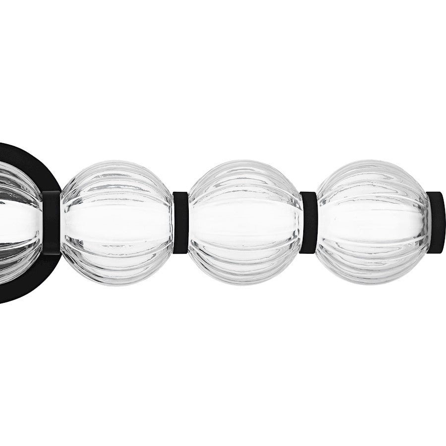 Elway LED 25" Bath Light, Matte Black/Clear Ribbed Glass