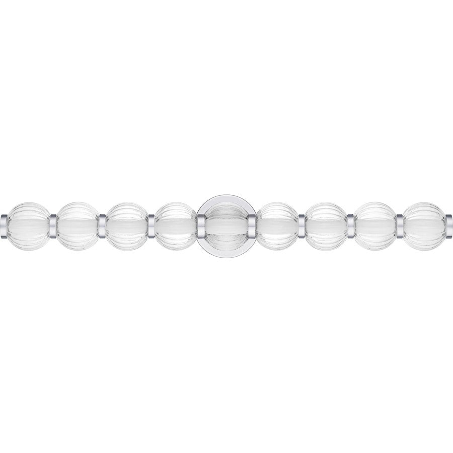 Elway LED 32"Bath Light, Polished Chrome/Clear Ribbed Glass