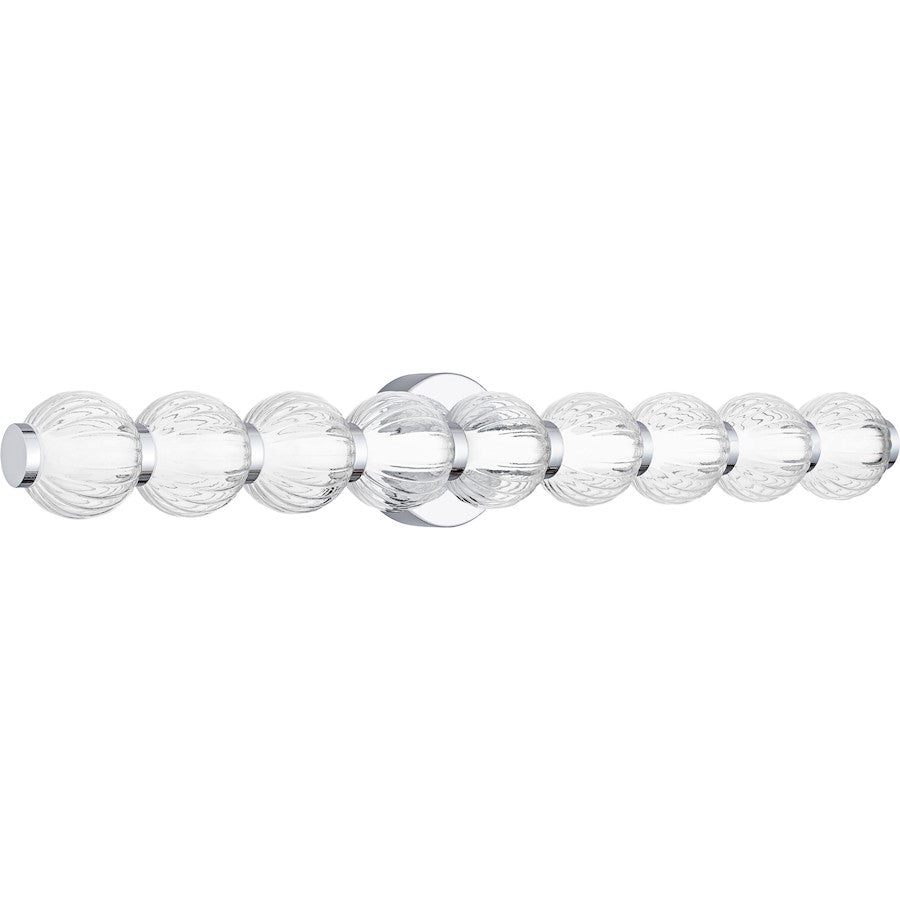 Elway LED 32"Bath Light, Polished Chrome/Clear Ribbed Glass