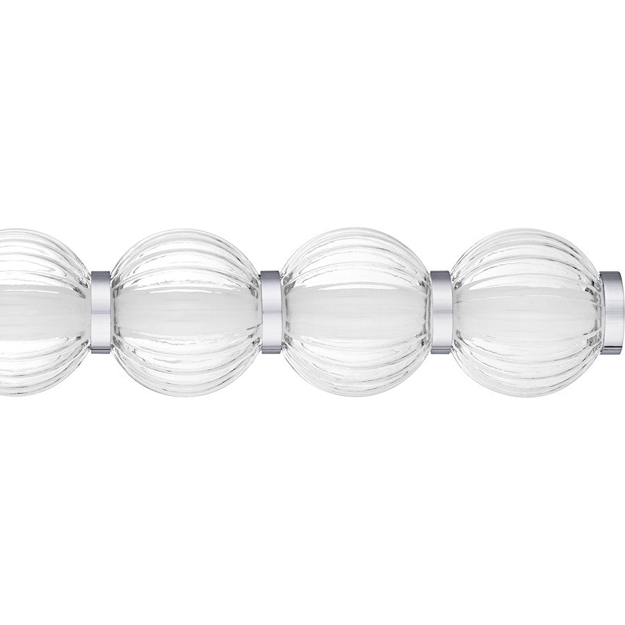 Elway LED 32"Bath Light, Polished Chrome/Clear Ribbed Glass
