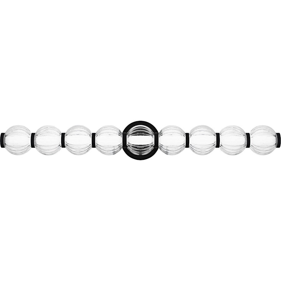 Quoizel Elway LED 32" Bath Light, Matte Black/Clear Ribbed Glass - PCELW8532MBK