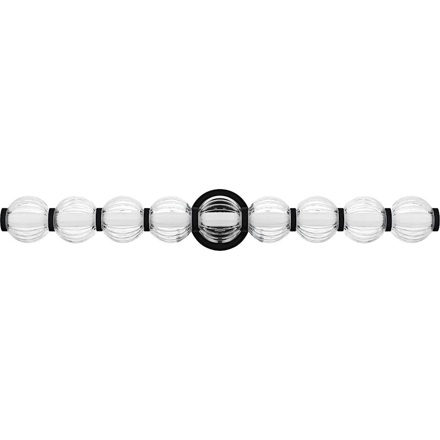 Elway LED 32" Bath Light, Matte Black/Clear Ribbed Glass
