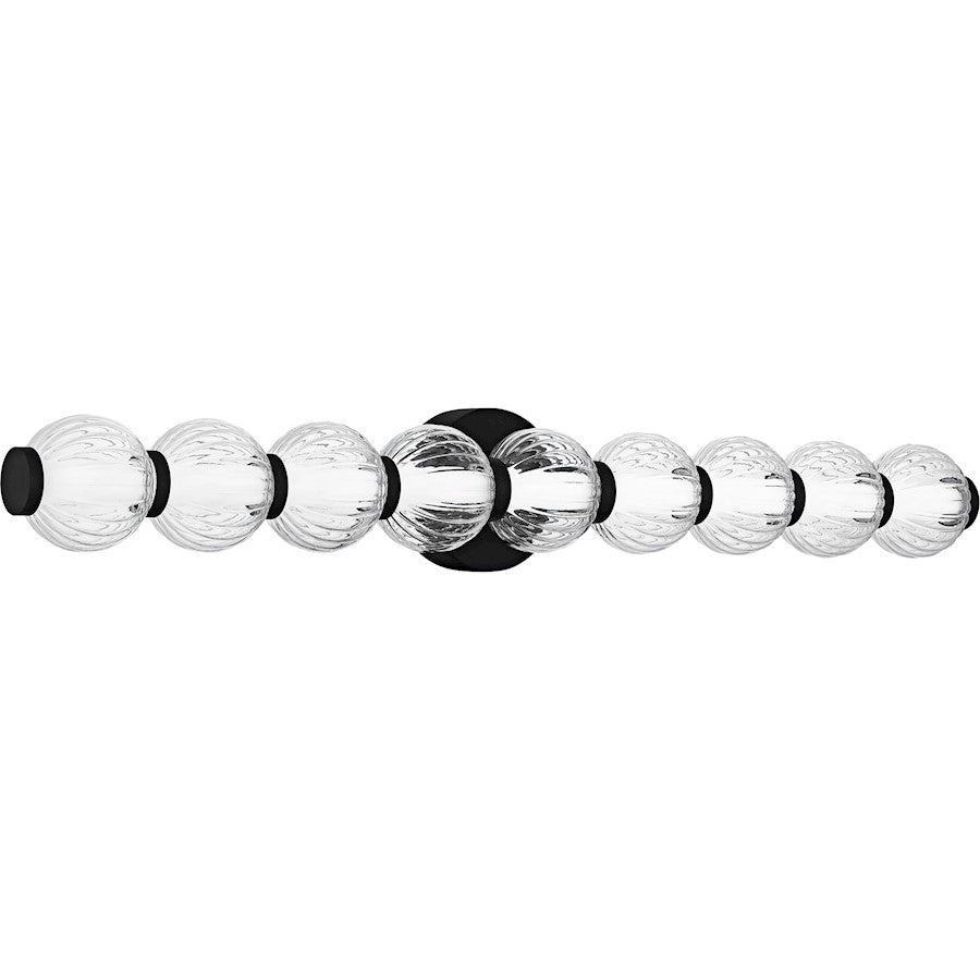 Elway LED 32" Bath Light, Matte Black/Clear Ribbed Glass