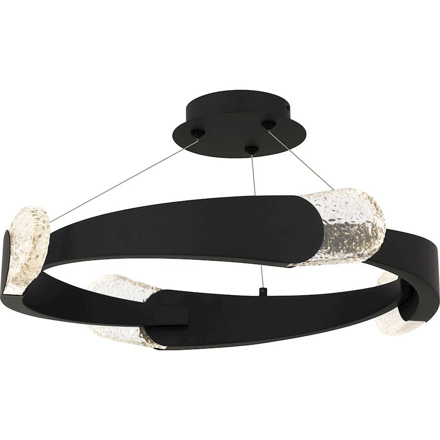 Quoizel Saffron LED 24" Semi-Flush Mount, Black/Clear Textured - PCSAF1724MBK