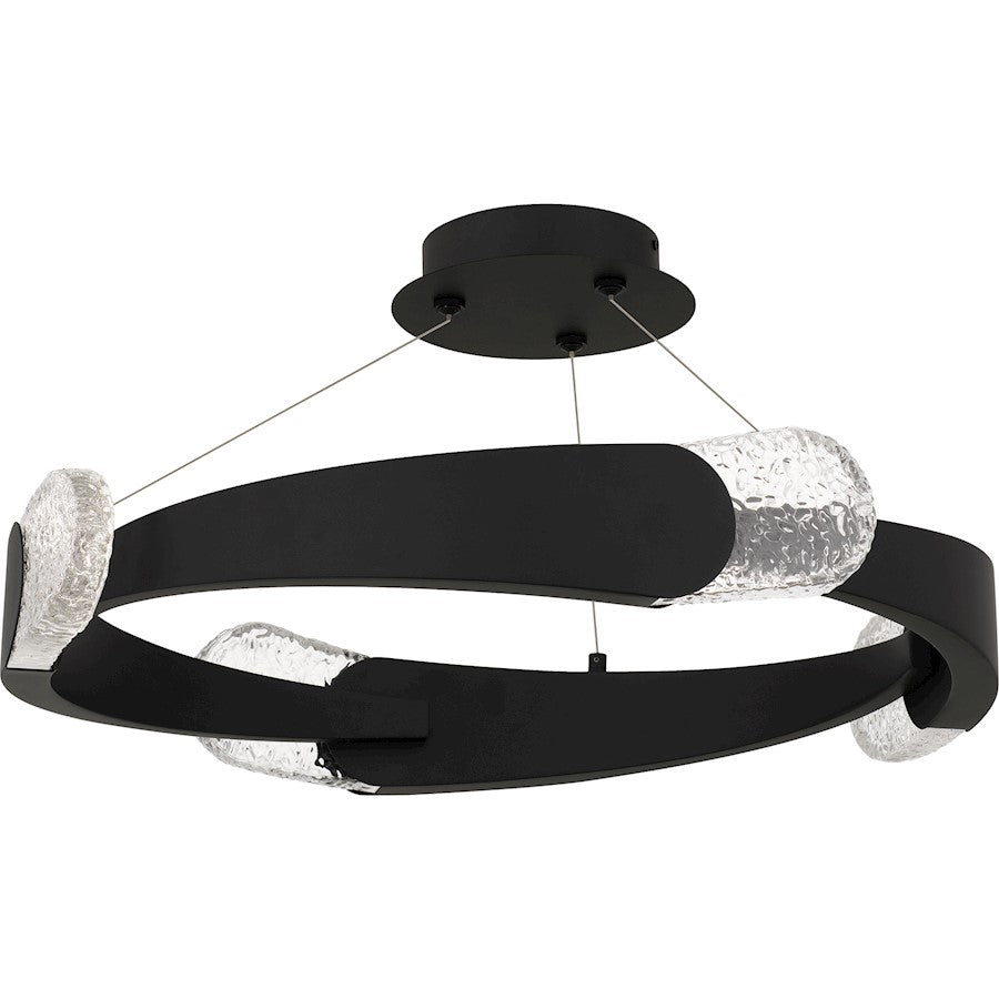 Saffron LED 24" Semi-Flush Mount, Black/Clear Textured
