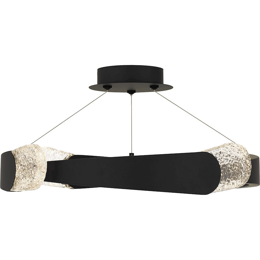 Saffron LED 24" Semi-Flush Mount, Black/Clear Textured