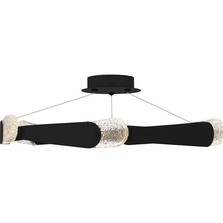 Saffron LED 34" Semi-Flush Mount, Black/Clear Textured