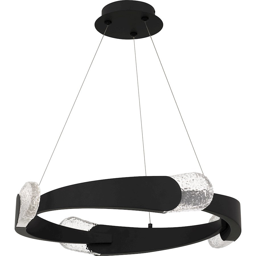 Saffron LED 24" Pendant, Matte Black/Clear Textured Glass