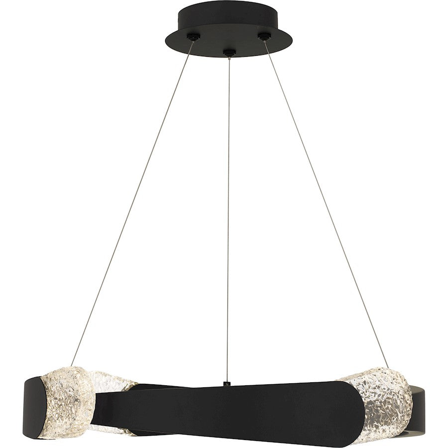 Saffron LED 24" Pendant, Matte Black/Clear Textured Glass