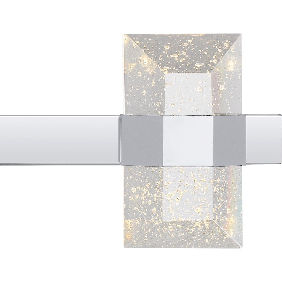 Selena 24" LED Bath Light, Chrome/Clear Bubble Glass