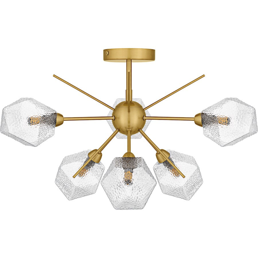 Salvador 6Lt Semi-Flush Mount, Gold/Clear Textured