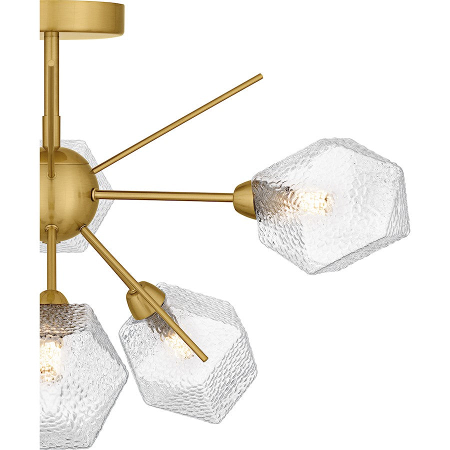 Salvador 6Lt Semi-Flush Mount, Gold/Clear Textured