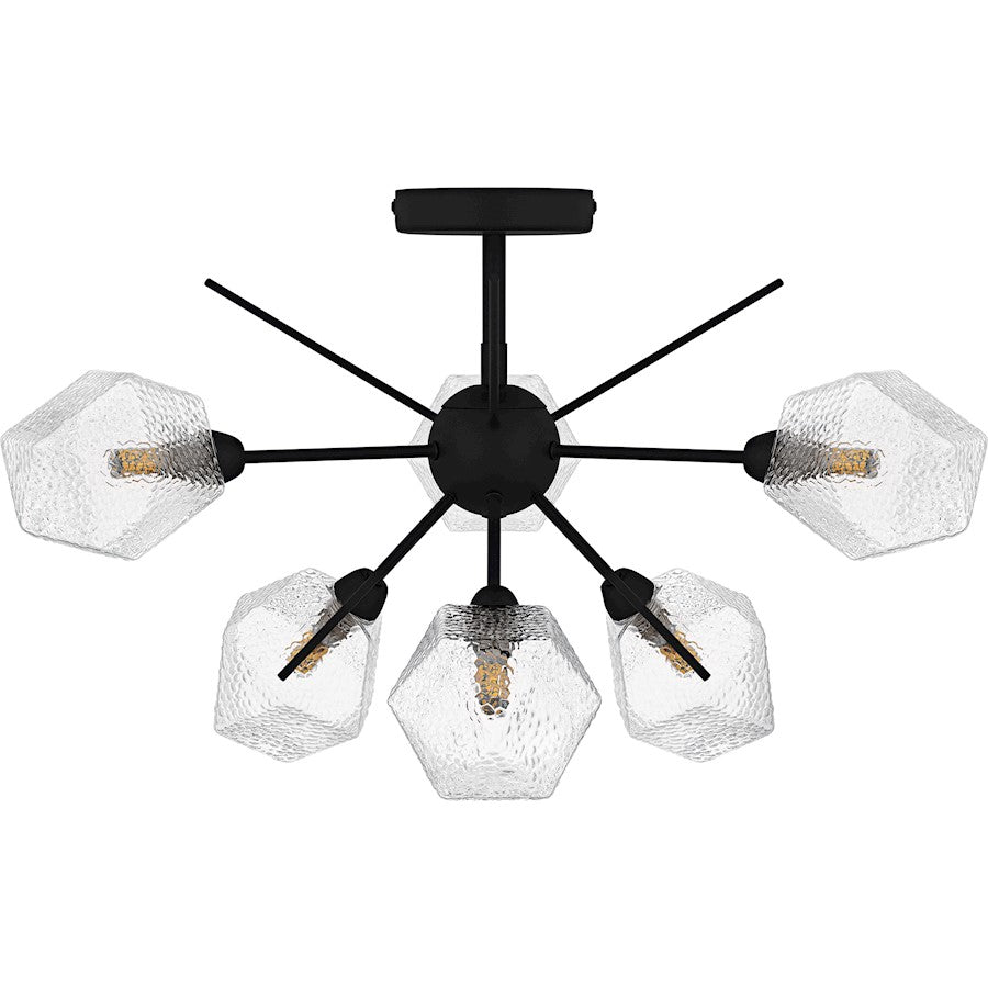 Salvador 6Lt Semi-Flush Mount, Earth Black/Clear Textured